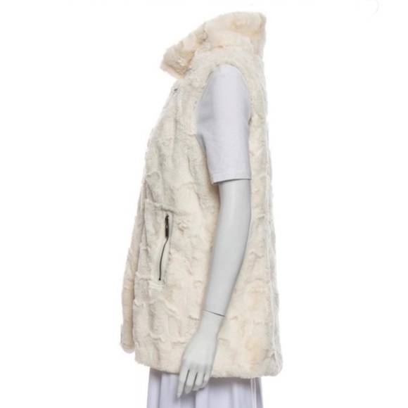 Adrienne Landau Faux Fur‎ Vest Cream Size Large - Picture 2 of 11